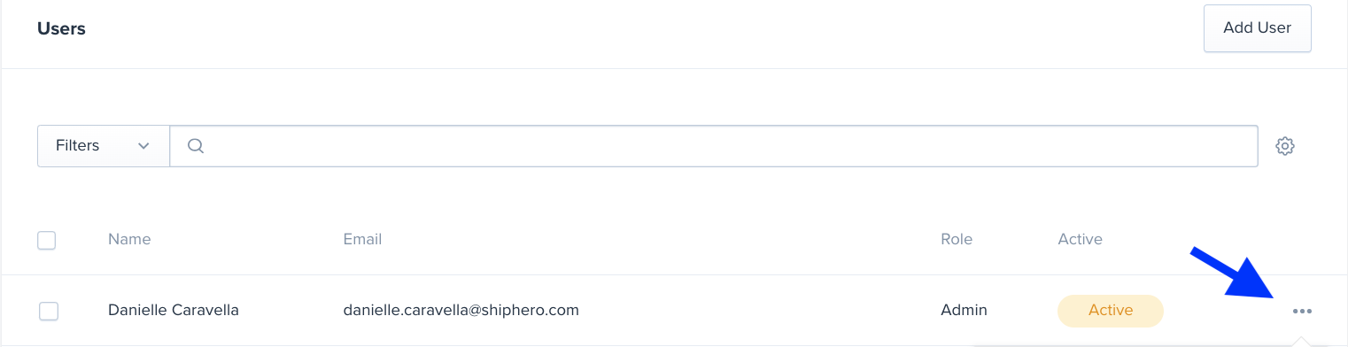Three-dot menu options for a user