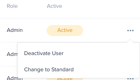 User action menu expanded