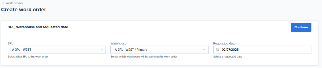 3PL, warehouse, and due date fields